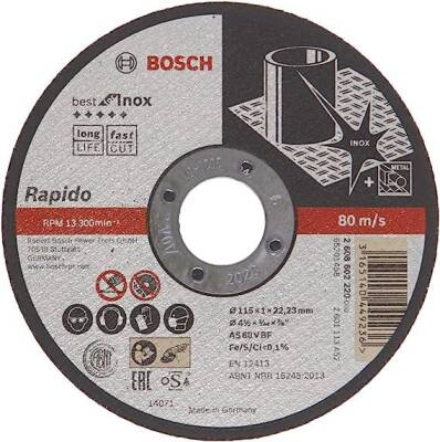 Bosch - 115*1, 0 mm Best Serisi Düz Inox (Paslanmaz Çelik) Kesme Diski - 1