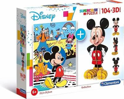 Clementoni 20157 Yapboz ve 3D Model, Disney Mickey, 104 Parça - 1