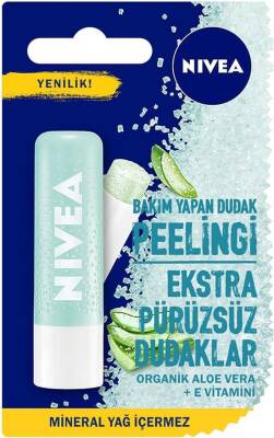 NIVEA Aloe Vera Dudak Bakım Peeling, Dudak Nemlendirici, Makyaj Bazı, E Vitamini ve Organik Aloe Vera İçeren Dudak Kremi, 4,8g - 1