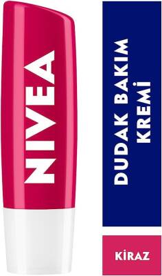 NIVEA Kiraz Dudak Bakım Kremi, 24 Saat Nem, Dudak Bakımı, Kiraz Kokusu, Hafif Kırmızı Işıltı (4,8gr) - 1