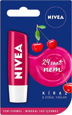 NIVEA Kiraz Dudak Bakım Kremi, 24 Saat Nem, Dudak Bakımı, Kiraz Kokusu, Hafif Kırmızı Işıltı (4,8gr) - 2