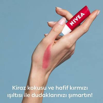 NIVEA Kiraz Dudak Bakım Kremi, 24 Saat Nem, Dudak Bakımı, Kiraz Kokusu, Hafif Kırmızı Işıltı (4,8gr) - 3