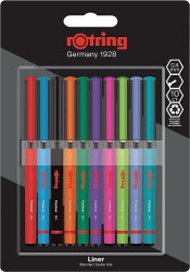 Rotring Fineliner, İnce Keçe Uçlu Kalem 0.4 Mm, 10'lu Paket, Karışık Renkler - 1